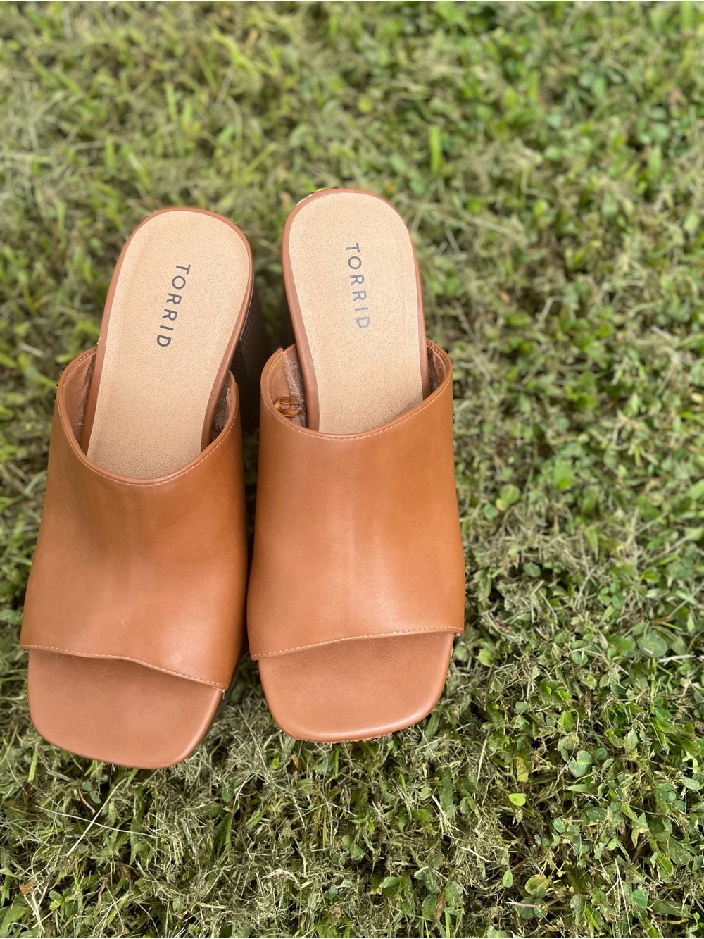 Torrid Cognac Platform Slide Mules with Open Toe. 10W